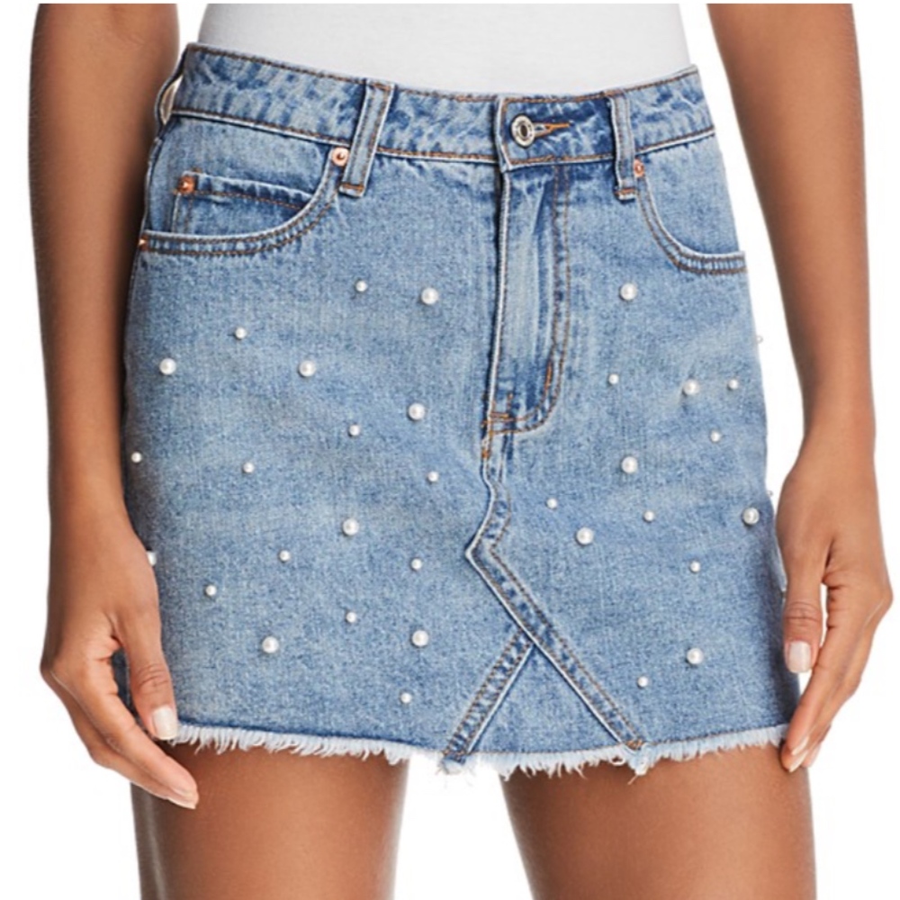 NWT Sunset & Spring Pearl Jean Denim Mini Skirt Size Small